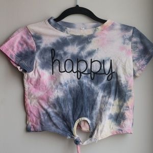 Tie-Dye "Happy" Crop Tee
